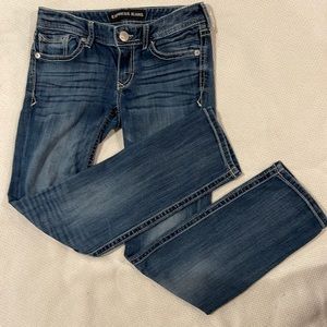 Womens Express Skinny Stella Low Rise Stretch Jeans. 2short. Medium Wash.